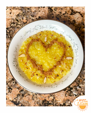  Sholeh Zard (Persian Saffron Rosewater Rice Pudding) | Spark A Little Sunshine | Lisa Alavi