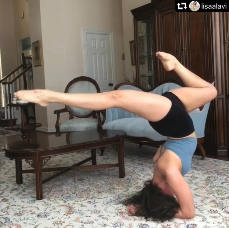  Lisa Alavi doing Inversions in an article for her Movement Flow Flowga section on her Spark A Little Sunshine website.