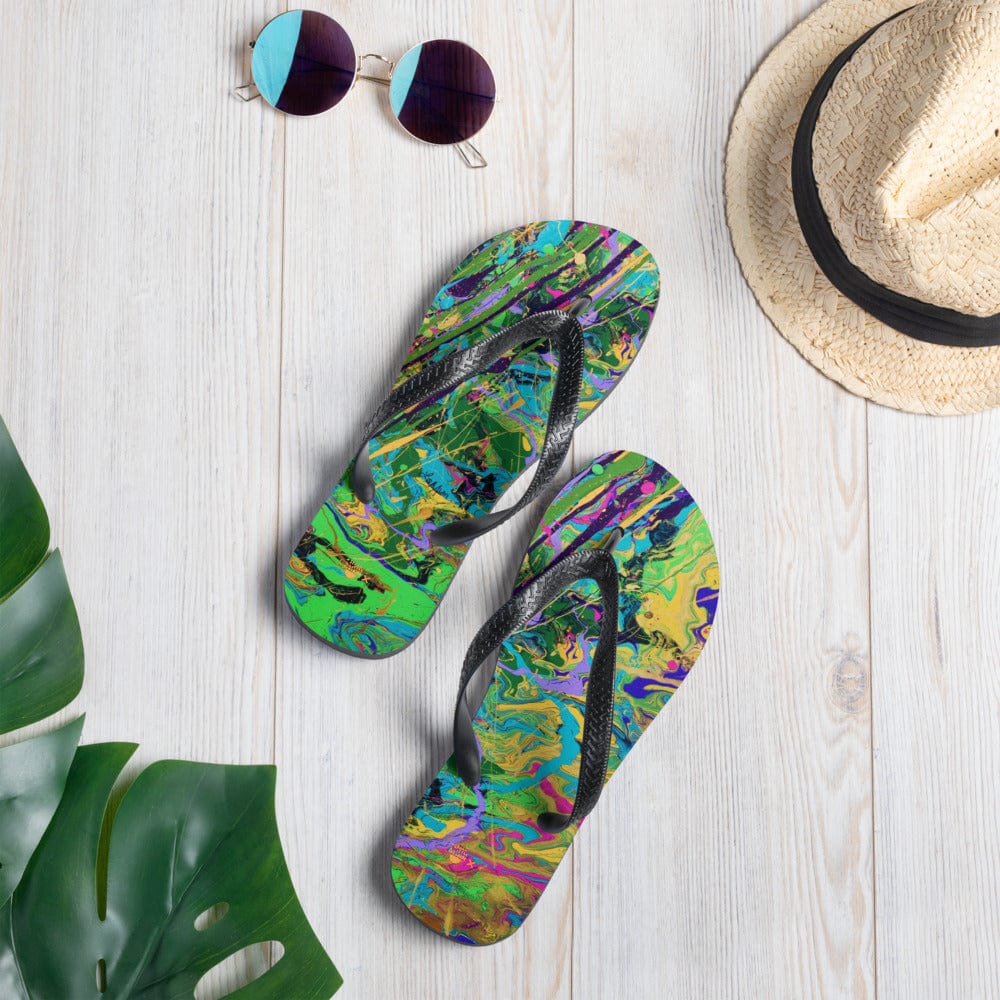  Flip-flops and Sandals Spark A Little Sunshine x Artist Lisa Alavi - "Mardi Gras Marble" - Flip-Flops