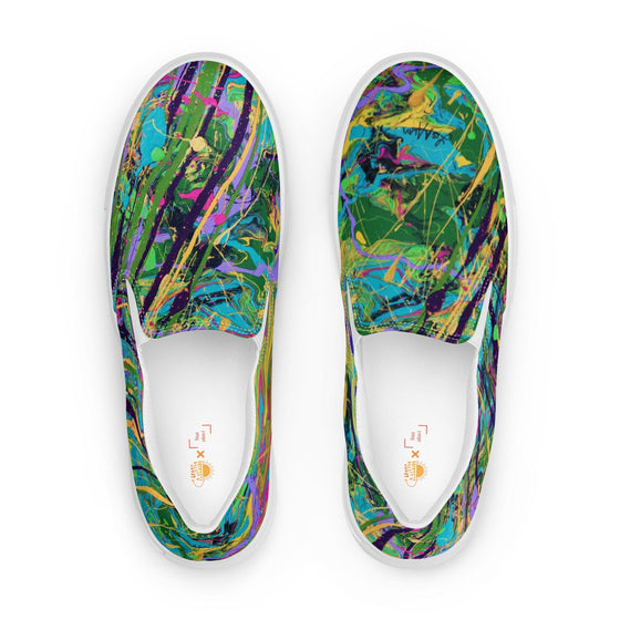 Shoes Spark A Little Sunshine x Artist Lisa Alavi - "Mardi Gras Marble" - Men’s Slip-on Canvas Shoes