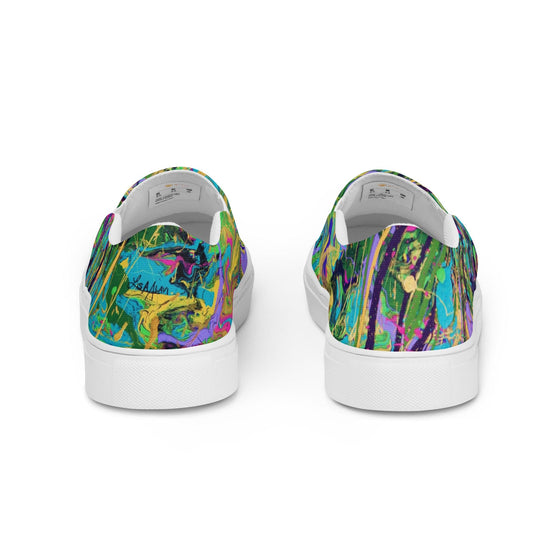 Shoes Spark A Little Sunshine x Artist Lisa Alavi - "Mardi Gras Marble" - Women’s Slip-on Canvas Shoes