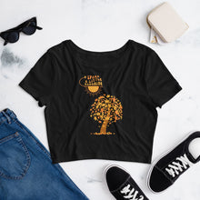  Spark A Little Sunshine Brand Logo Autumn Tree & Sunshine - Women’s Crop Tee - Black
