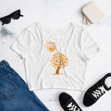  Spark A Little Sunshine Brand Logo Autumn Tree & Sunshine - Women’s Crop Tee - White