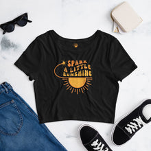  Spark A Little Sunshine Brand Logo Women’s Crop Tee - Black