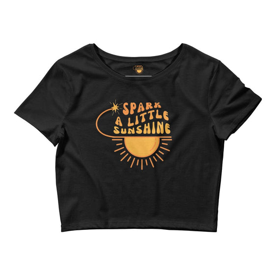 Spark A Little Sunshine Brand Logo Women’s Crop Tee - Black