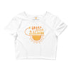 Spark A Little Sunshine Brand Logo Women’s Crop Tee - White