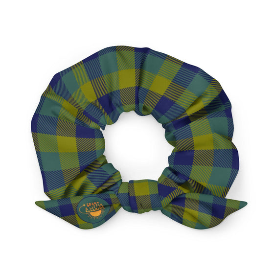 Spark A Little Sunshine Gingham Recycled Scrunchie - Blue Spruce