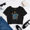 Spark A Little Sunshine Laugh Until You Cry ( Blue Letters) - Women’s Crop Tee - Black