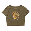 Spark A Little Sunshine Laugh Until You Cry ( Yellow Letters) - Women’s Crop Tee - Heather Olive