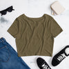 Spark A Little Sunshine Laugh Until You Cry ( Yellow Letters) - Women’s Crop Tee - Heather Olive