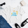 Spark A Little Sunshine Let's Choose Kindness ( Blue Letters) - Women’s Crop Tee - White