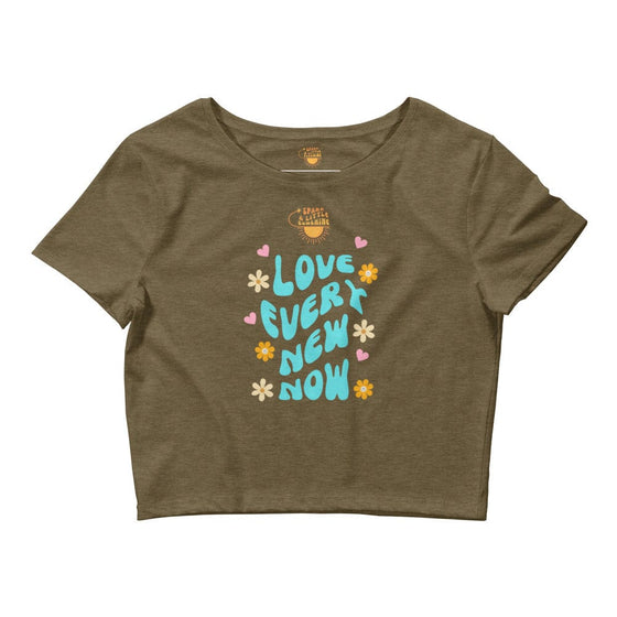 Spark A Little Sunshine Love Every New Now - Women’s Crop Tee - Heather Olive