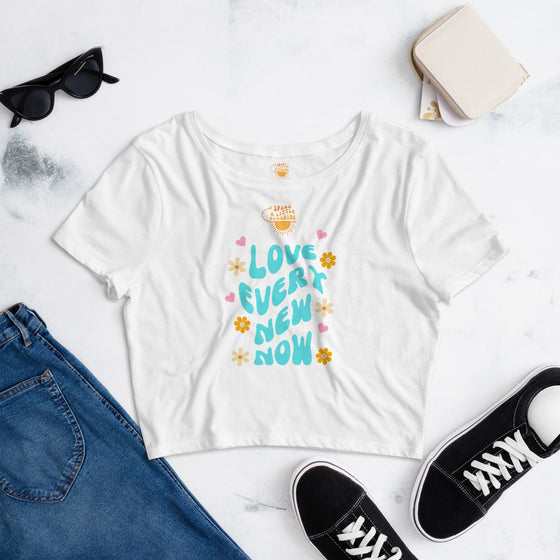 Spark A Little Sunshine Love Every New Now - Women’s Crop Tee - White